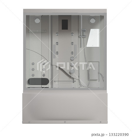 shower cabin isolated on transparent background, 3D illustration, cg render 133220390