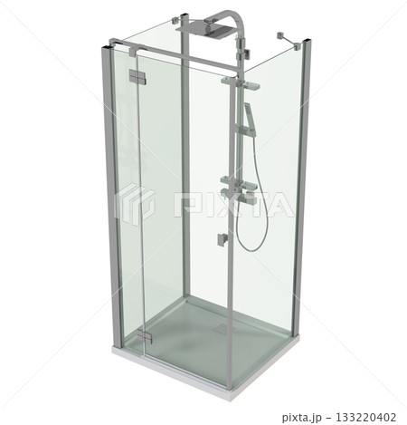 shower cabin isolated on transparent background, 3D illustration, cg render 133220402