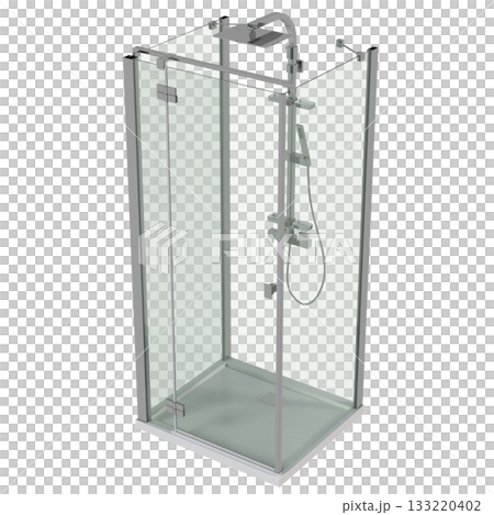 shower cabin isolated on transparent background, 3D illustration, cg render 133220402