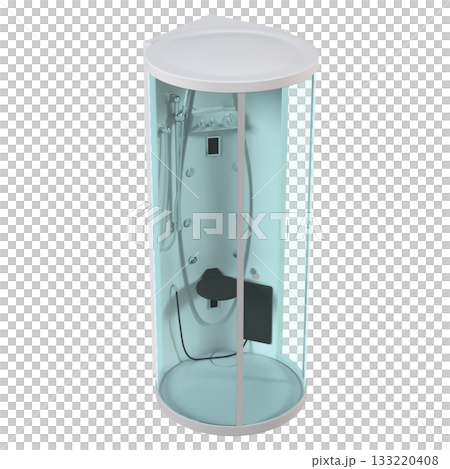 shower cabin isolated on transparent background, 3D illustration, cg render shower cabin isolated on transparent background, 3D illustration, cg render 133220408