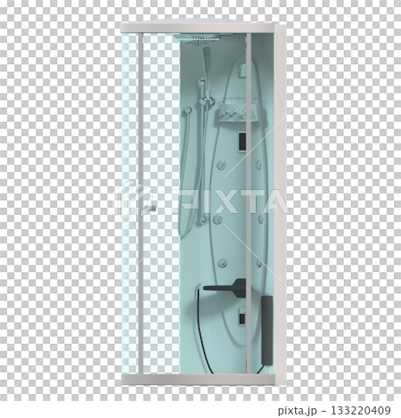 shower cabin isolated on transparent background, 3D illustration, cg render shower cabin isolated on transparent background, 3D illustration, cg render 133220409