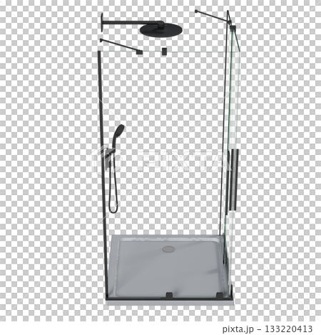shower cabin isolated on transparent background, 3D illustration, cg render shower cabin isolated on transparent background, 3D illustration, cg render 133220413