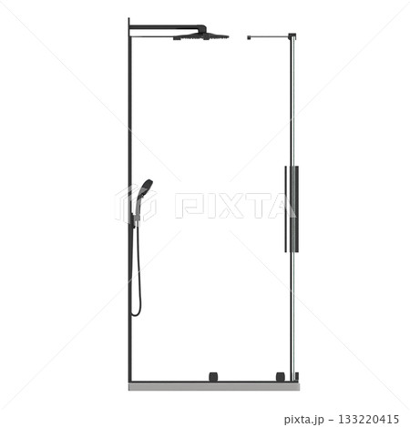 shower cabin isolated on transparent background, 3D illustration, cg render shower cabin isolated on transparent background, 3D illustration, cg render 133220415