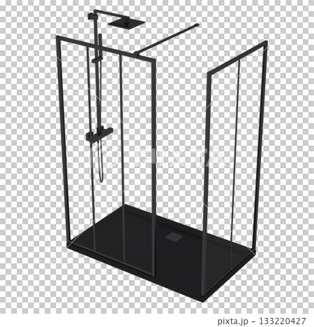 shower cabin isolated on transparent background, 3D illustration, cg render 133220427