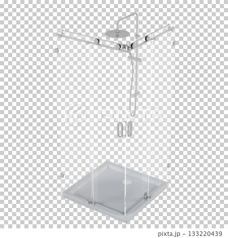 shower cabin isolated on transparent background, 3D illustration, cg render shower cabin isolated on transparent background, 3D illustration, cg render 133220439