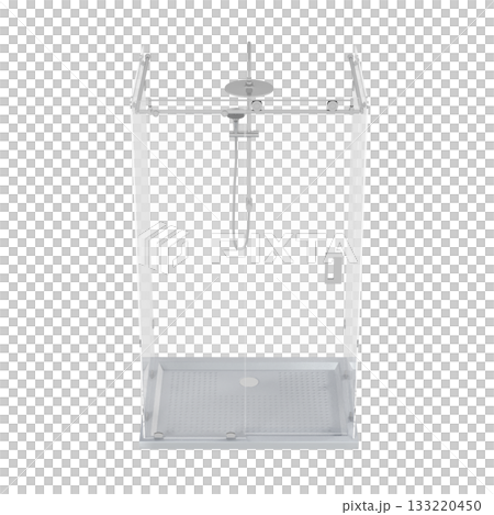 shower cabin isolated on transparent background, 3D illustration, cg render 133220450