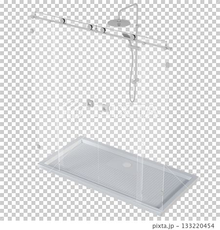 shower cabin isolated on transparent background, 3D illustration, cg render 133220454