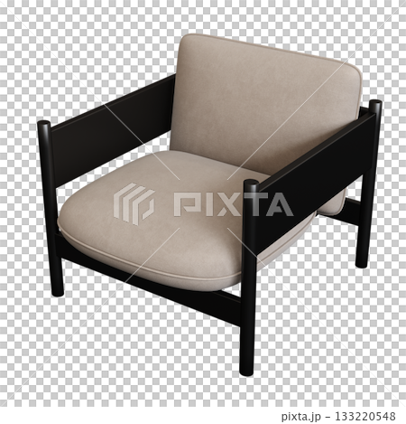 armchair isolate on a transparent background, comfortable furniture for home interior, 3D illustration, cg render armchair isolate on a transparent background, comfortable furniture for home interior, 3D illustration, cg render 133220548