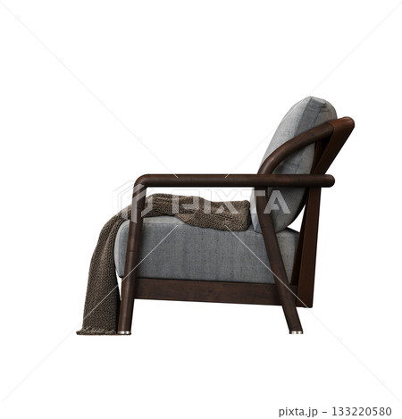 armchair isolate on a transparent background, comfortable furniture for home interior, 3D illustration, cg render 133220580