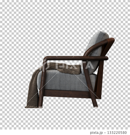 armchair isolate on a transparent background, comfortable furniture for home interior, 3D illustration, cg render 133220580