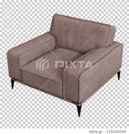armchair isolate on a transparent background, comfortable furniture for home interior, 3D illustration, cg render 133220594