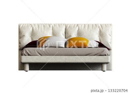 bed isolate on a transparent background, interior furniture, 3D illustration, cg render 133220704