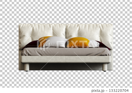 bed isolate on a transparent background, interior furniture, 3D illustration, cg render 133220704