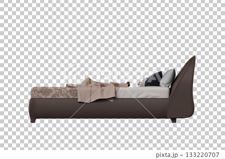 bed isolate on a transparent background, interior furniture, 3D illustration, cg render 133220707