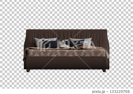 bed isolate on a transparent background, interior furniture, 3D illustration, cg render 133220708