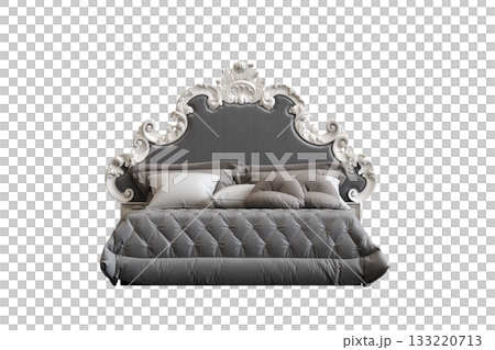 bed isolate on a transparent background, interior furniture, 3D illustration, cg render 133220713