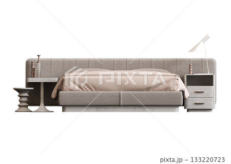 bed isolate on a transparent background, interior furniture, 3D illustration, cg render bed isolate on a transparent background, interior furniture, 3D illustration, cg render 133220723