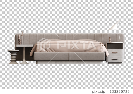 bed isolate on a transparent background, interior furniture, 3D illustration, cg render bed isolate on a transparent background, interior furniture, 3D illustration, cg render 133220723