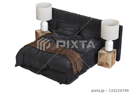 bed isolate on a transparent background, interior furniture, 3D illustration, cg render bed isolate on a transparent background, interior furniture, 3D illustration, cg render 133220740
