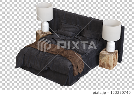 bed isolate on a transparent background, interior furniture, 3D illustration, cg render bed isolate on a transparent background, interior furniture, 3D illustration, cg render 133220740