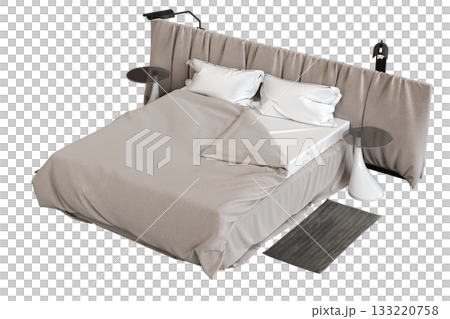 bed isolate on a transparent background, interior furniture, 3D illustration, cg render bed isolate on a transparent background, interior furniture, 3D illustration, cg render 133220758