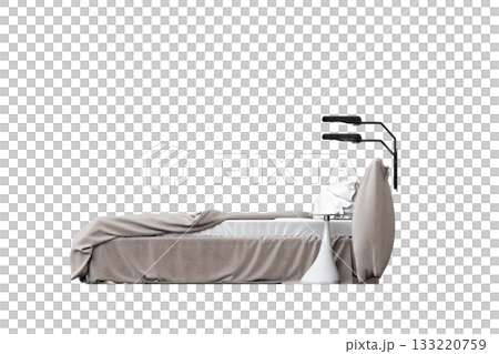 bed isolate on a transparent background, interior furniture, 3D illustration, cg render bed isolate on a transparent background, interior furniture, 3D illustration, cg render 133220759