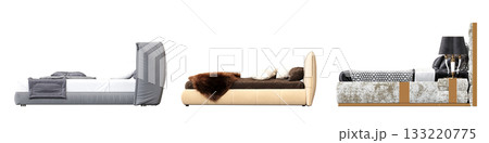 bed isolate on a transparent background, interior furniture, 3D illustration, cg render bed isolate on a transparent background, interior furniture, 3D illustration, cg render 133220775