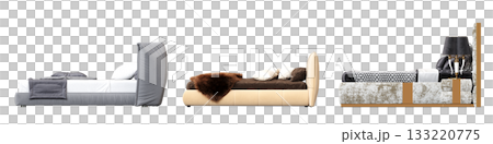 bed isolate on a transparent background, interior furniture, 3D illustration, cg render bed isolate on a transparent background, interior furniture, 3D illustration, cg render 133220775