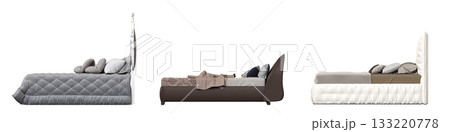 bed isolate on a transparent background, interior furniture, 3D illustration, cg render 133220778