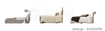 bed isolate on a transparent background, interior furniture, 3D illustration, cg render bed isolate on a transparent background, interior furniture, 3D illustration, cg render 133220781