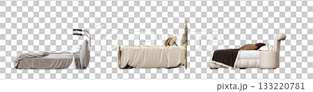 bed isolate on a transparent background, interior furniture, 3D illustration, cg render bed isolate on a transparent background, interior furniture, 3D illustration, cg render 133220781