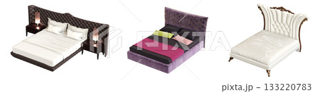 bed isolate on a transparent background, interior furniture, 3D illustration, cg render bed isolate on a transparent background, interior furniture, 3D illustration, cg render 133220783