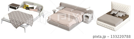 bed isolate on a transparent background, interior furniture, 3D illustration, cg render bed isolate on a transparent background, interior furniture, 3D illustration, cg render 133220788
