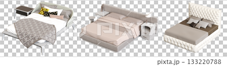 bed isolate on a transparent background, interior furniture, 3D illustration, cg render bed isolate on a transparent background, interior furniture, 3D illustration, cg render 133220788