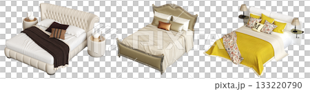 bed isolate on a transparent background, interior furniture, 3D illustration, cg render bed isolate on a transparent background, interior furniture, 3D illustration, cg render 133220790