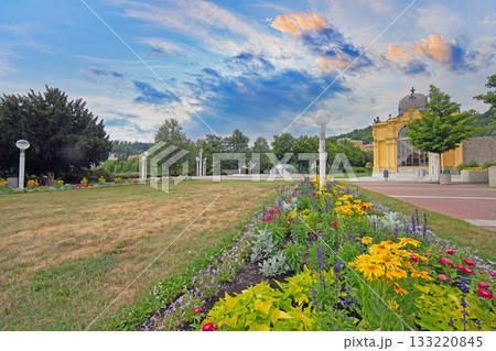 Flower garden and park near spa pavilion in Marianske Lazne 133220845