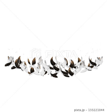 chandelier on the ceiling isolated on transparent background, hanging lamp, pendant light, 3D illustration, cg render 133221044