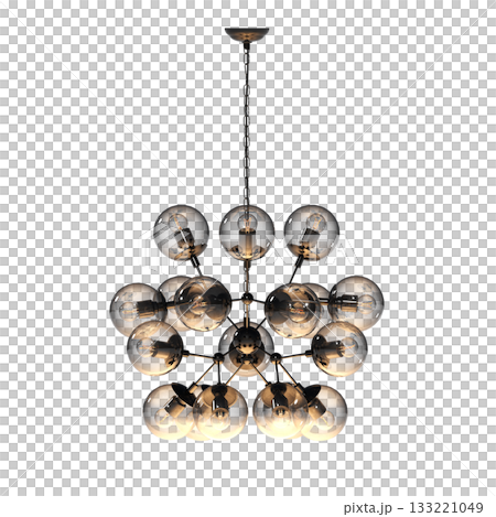 chandelier on the ceiling isolated on transparent background, hanging lamp, pendant light, 3D illustration, cg render chandelier on the ceiling isolated on transparent background, hanging lamp, pendant light, 3D illustration, cg render 133221049