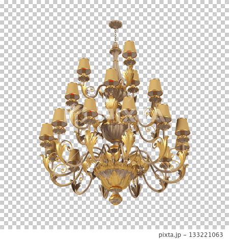 chandelier on the ceiling isolated on transparent background, hanging lamp, pendant light, 3D illustration, cg render chandelier on the ceiling isolated on transparent background, hanging lamp, pendant light, 3D illustration, cg render 133221063