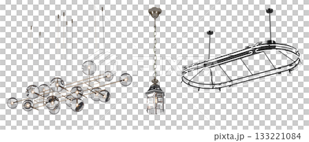 chandelier on the ceiling isolated on transparent background, hanging lamp, pendant light, 3D illustration, cg render chandelier on the ceiling isolated on transparent background, hanging lamp, pendant light, 3D illustration, cg render 133221084