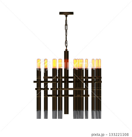 chandelier on the ceiling isolated on transparent background, hanging lamp, pendant light, 3D illustration, cg render chandelier on the ceiling isolated on transparent background, hanging lamp, pendant light, 3D illustration, cg render 133221108