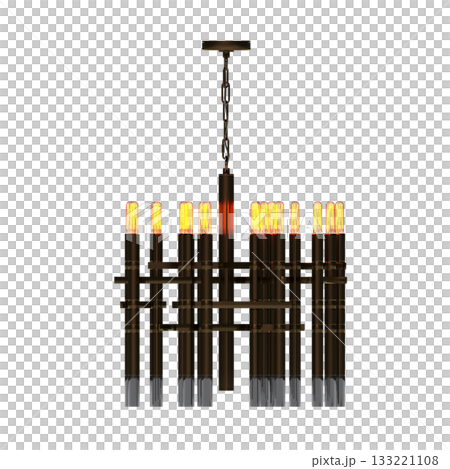 chandelier on the ceiling isolated on transparent background, hanging lamp, pendant light, 3D illustration, cg render chandelier on the ceiling isolated on transparent background, hanging lamp, pendant light, 3D illustration, cg render 133221108