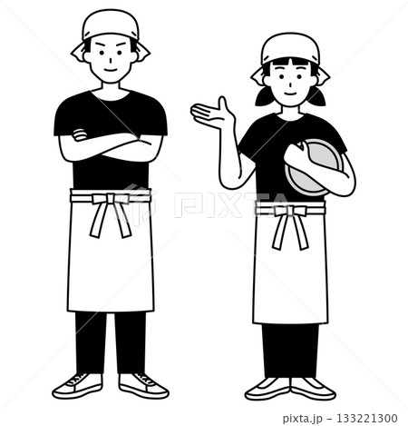 居酒屋の店員の男女(全身) セット 居酒屋の店員の男女(全身) セット 133221300