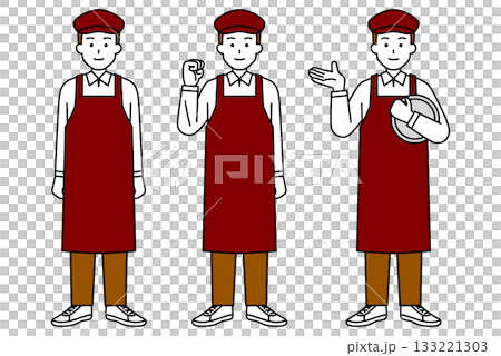 Cafe male clerk full body pose set Cafe male clerk full body pose set 133221303