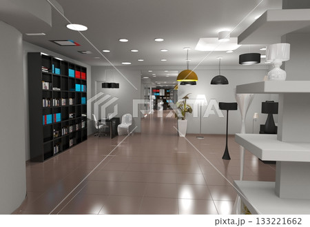 commercial premises, shop, interior visualization, 3D illustration commercial premises, shop, interior visualization, 3D illustration 133221662