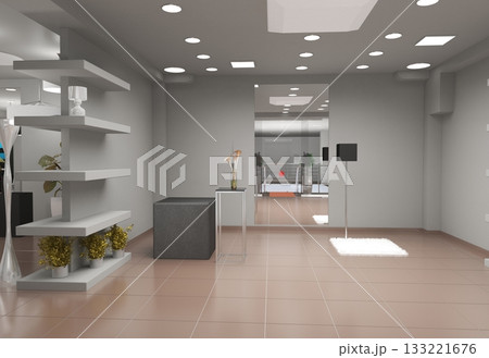 commercial premises, shop, interior visualization, 3D illustration commercial premises, shop, interior visualization, 3D illustration 133221676