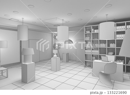 commercial premises, shop, interior visualization, 3D illustration 133221690