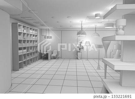 commercial premises, shop, interior visualization, 3D illustration 133221691