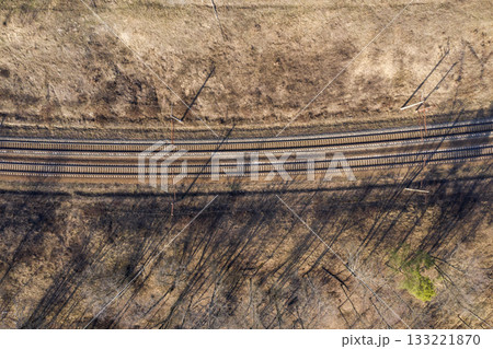 railway rails, view from above 133221870