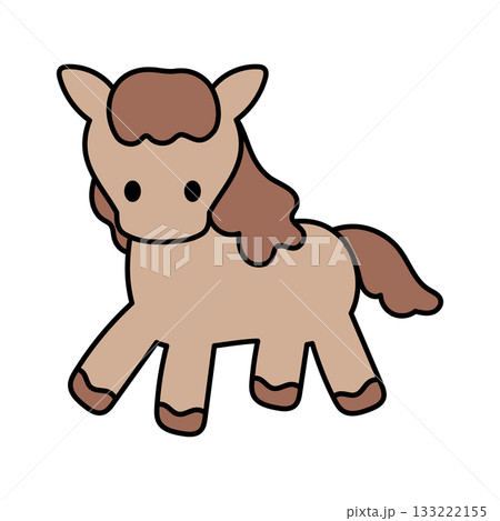 シンプルなかわいい馬のキャラクター 茶色 透過 シンプルなかわいい馬のキャラクター 茶色 透過 133222155